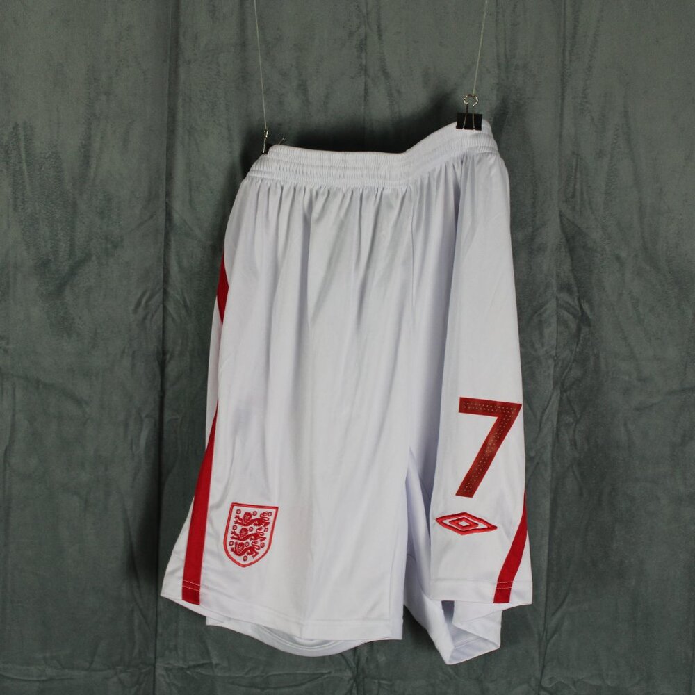 Team England Soccer Shorts (Retro) - Home Whites by Umbro - Men's Large